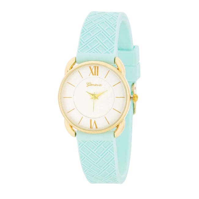 Womens Mina Gold Classic Watch With Rubber Strap, Mint