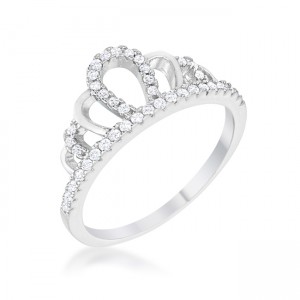0.2 Ct Madeline Rhodium Simple Crown Ring - Size 6
