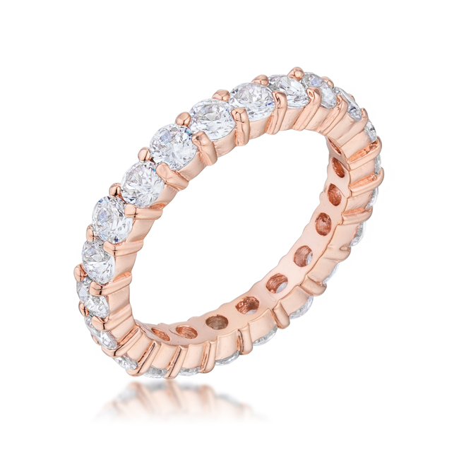 Jgoodin R07349a-c01-07 Jessica Band In Rose Goldtone - Clear, Size 7