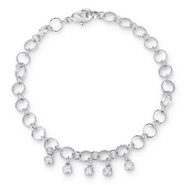 Jgoodin B01495r-c01 8 In. Stunning 0.55 Ct Rhodium Bracelet With Cubic Zirconia Charms - Clear