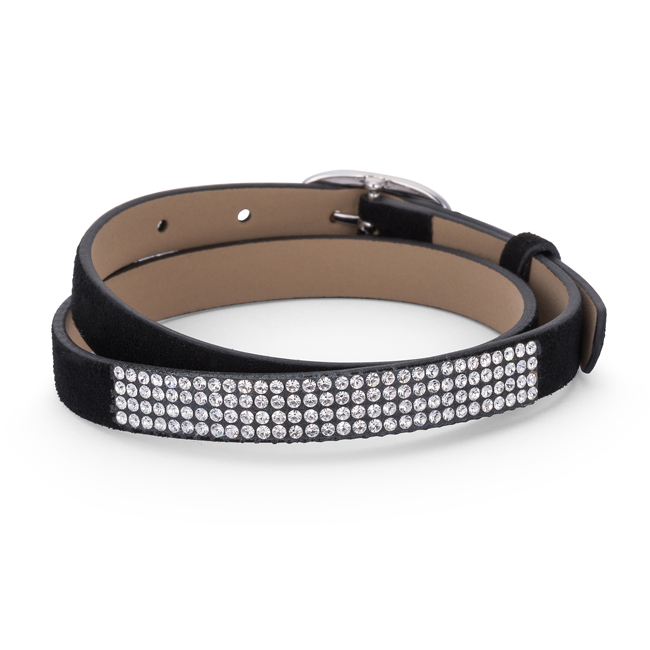 Jgoodin B01497r-v01 Stylish Black Colored Wrap Bracelet With Crystals - Black, Clear
