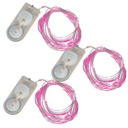 3 Count Battery Operated Submersible Mini String Lights - 60 Lights, Pink