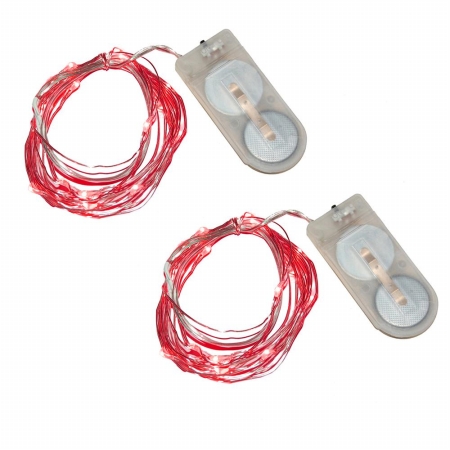 64302 Battery Operated Submersible Mini String Lights, 80 Lights - Red- 2 Count
