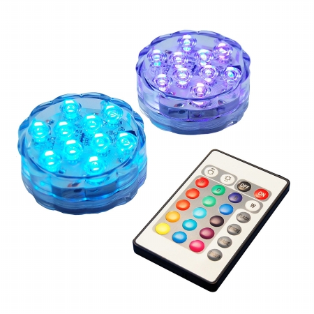 69102 Battery Operated Submersible Lights With Remote Control, Multicolor - 2 Count