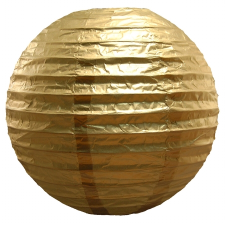 78705 10 In. Party Festival Round Paper Lanterns - Metallic Gold - 5 Count