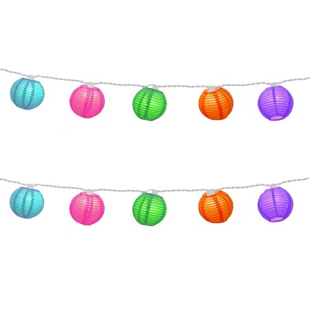 76701 3 In. Electric String Lights With Nylon Lanterns, Multicolor - 10 Count
