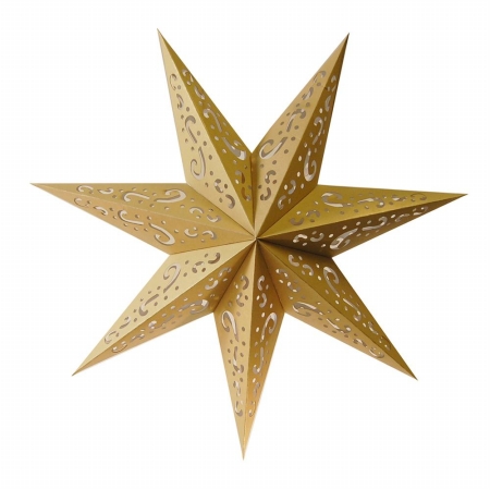 87103 Paper Lantern Gold 7 Point Star - 3 Count