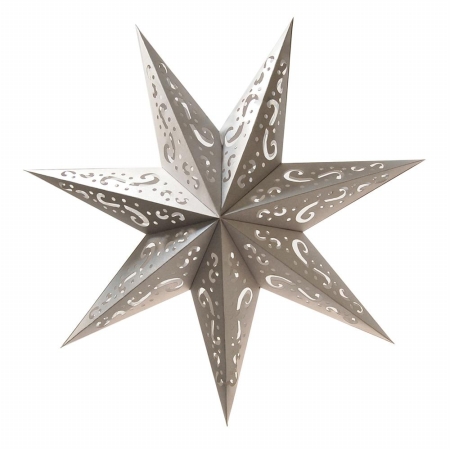 87203 Paper Lantern Silver 7 Point Star - 3 Count