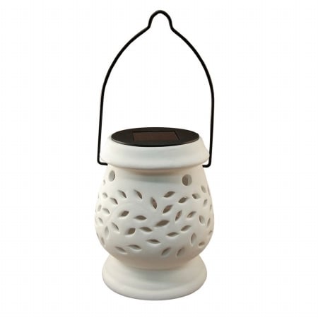62001 Powered Ceramic Lantern, White