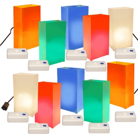 Electric Luminaria Kit With Base, Multicolor - 10 Count
