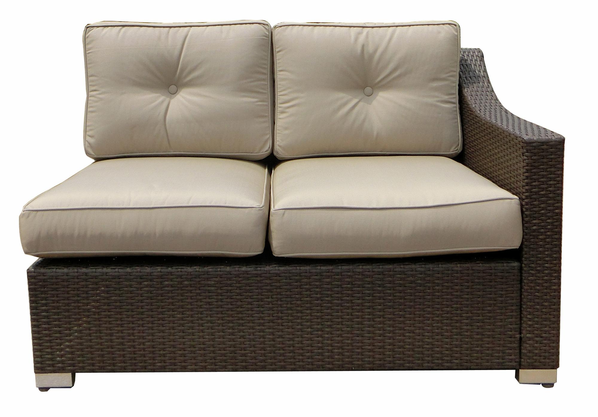 Sb-3775-07 South Beach Wicker Patio Left Arm Sectional Loveseat