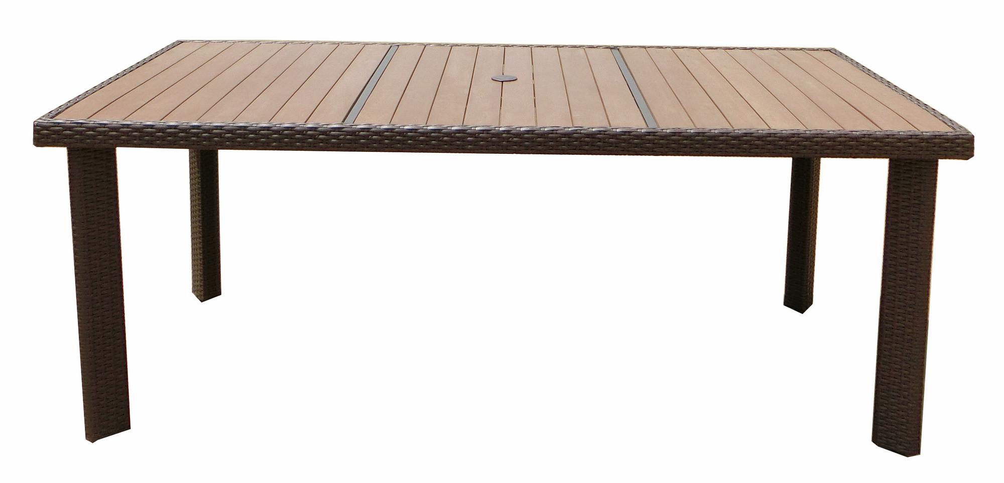 Sb-3775-19 South Beach Wicker Patio Rectangle Dining Table
