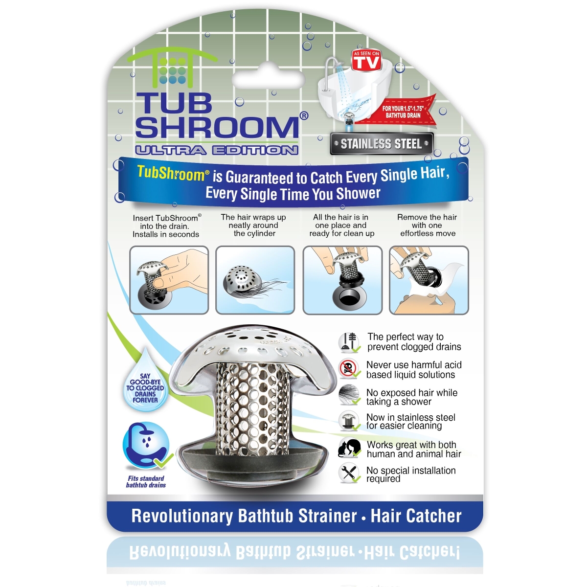 Tsult1x95 Ultra Revolutionary Bath Tub Drain Protector Hair Catcher