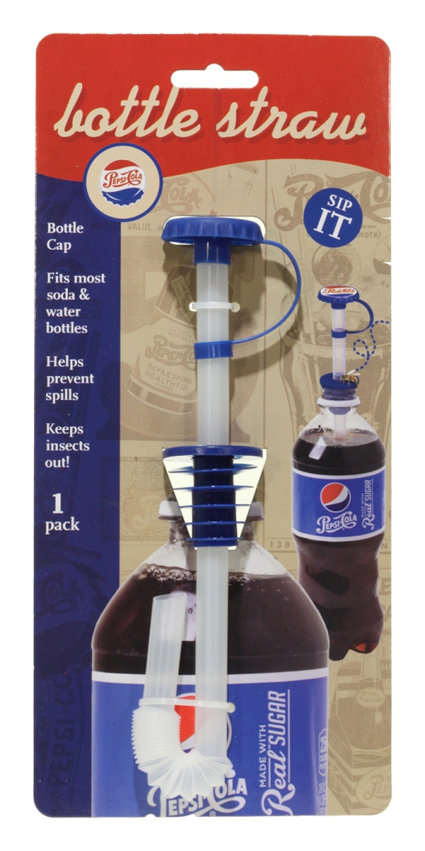 18013p1 Pepsi Heritage Logo Sip & Seal Soda Bottle Straw,pack Of 1