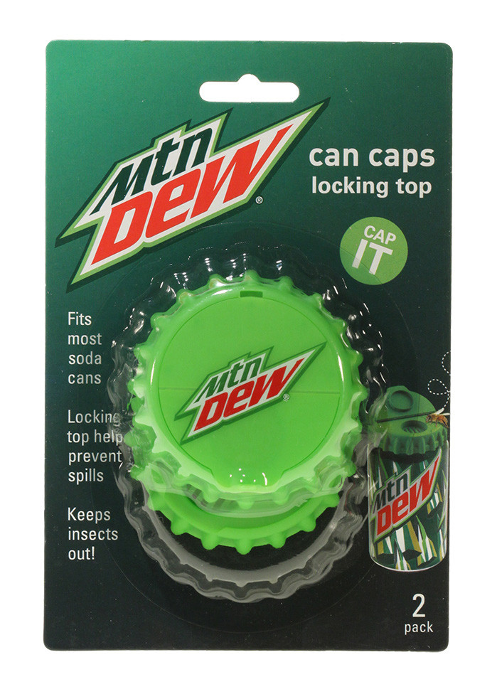 18301 Mountain Dew Modern Logo Snap & Sip Can Caps, Pack Of 2