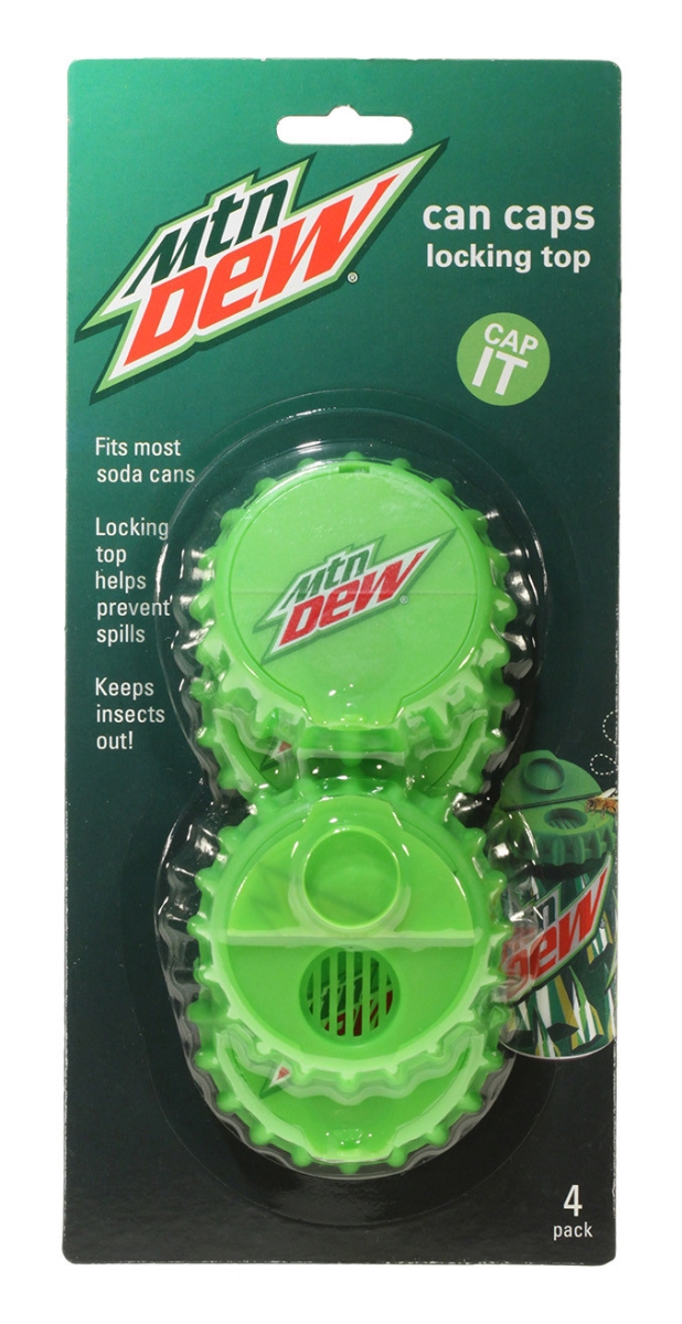 18302p3 Mountain Dew Modern Logo Snap & Sip Can Caps, Pack Of 4, Set Of 3