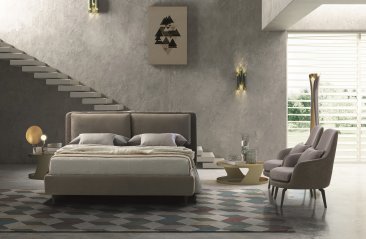 J & M Furniture 17275-q 39 X 80 X 90 In. Cortina Premium Bed, Queen - Taupe