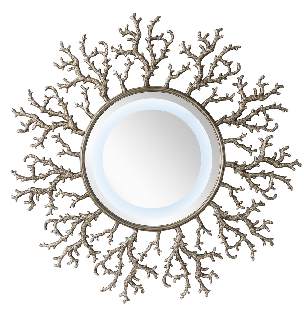 905-m42-bsl 42 In. Coral Reef Mirror, Burnished Silver