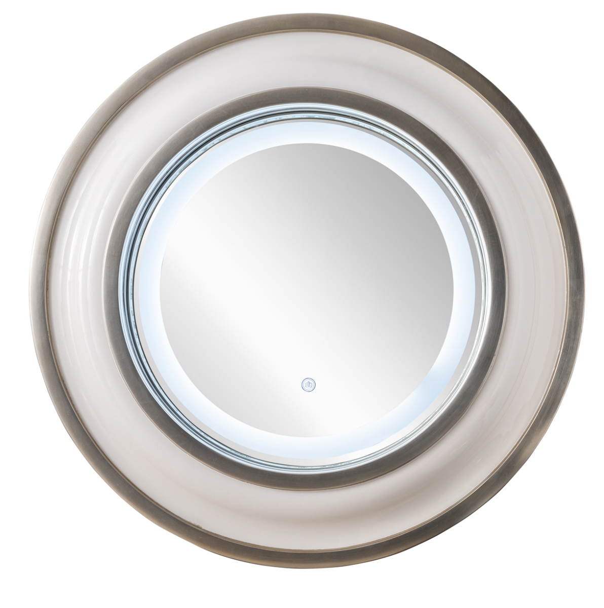 922-m36-bw-s 36 In. Rings Mirror, Bright White With Silver