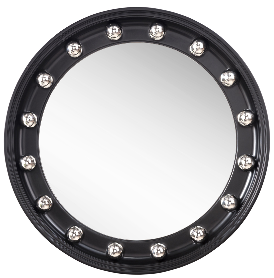 923-m36-bko-c 36 In. Halo Mirror, Black Onyx With Chrome