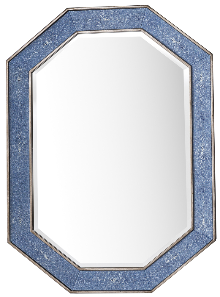 963-m30-sl-db 30 In. Tangent Mirror, Silver With Delft Blue