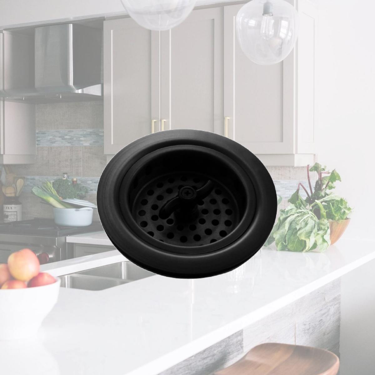 Picture of Mr. Scrappy 21-DSB-BK Garbage Disposal Sink Basket Strainer & Flange Set, Black