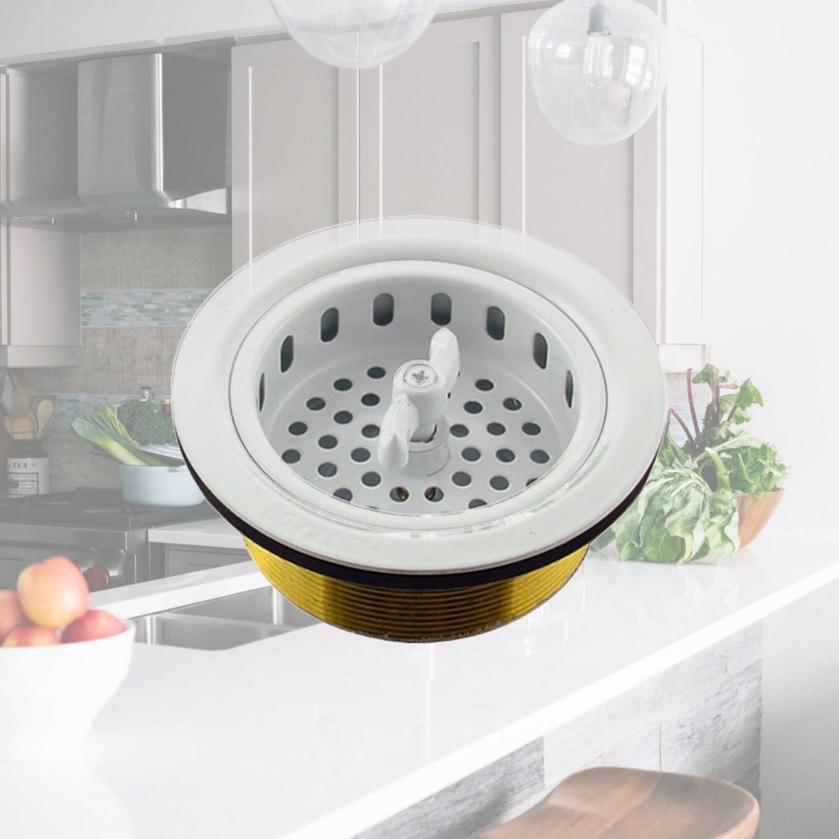 Picture of Mr. Scrappy 21-DSB-WH Garbage Disposal Sink Basket Strainer & Flange Set, White
