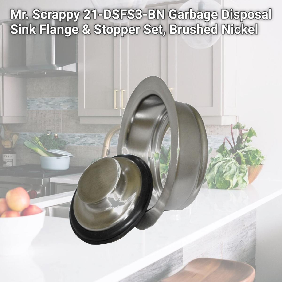 Picture of Mr. Scrappy 21-DSFS3-BN Garbage Disposal Sink Flange & Stopper Set, Brushed Nickel