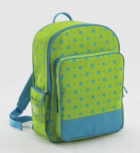 Joann Marrie Designs Kbpltd Kids Back Pack - Lime Green With Turquoise Blue Dots