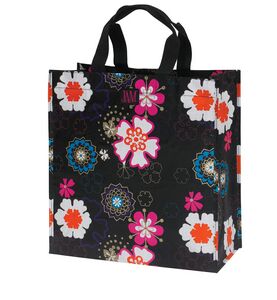 Joann Marrie Designs P2sbbfp Polypropylene Shopping Bag - Black Flower Power