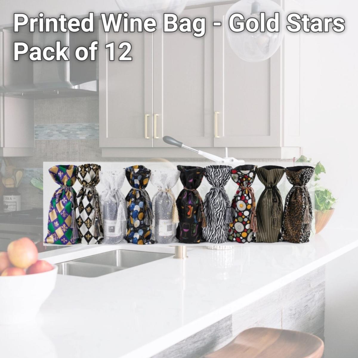 Picture of Joann Marie Designs IBT6X15SG Printed Wine Bag - Gold Stars Pack of 12