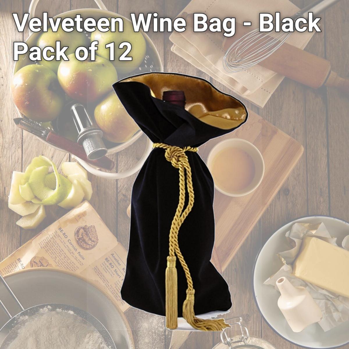 Picture of Joann Marie Designs W62BL Velveteen Wine Bag - Black Pack of 12