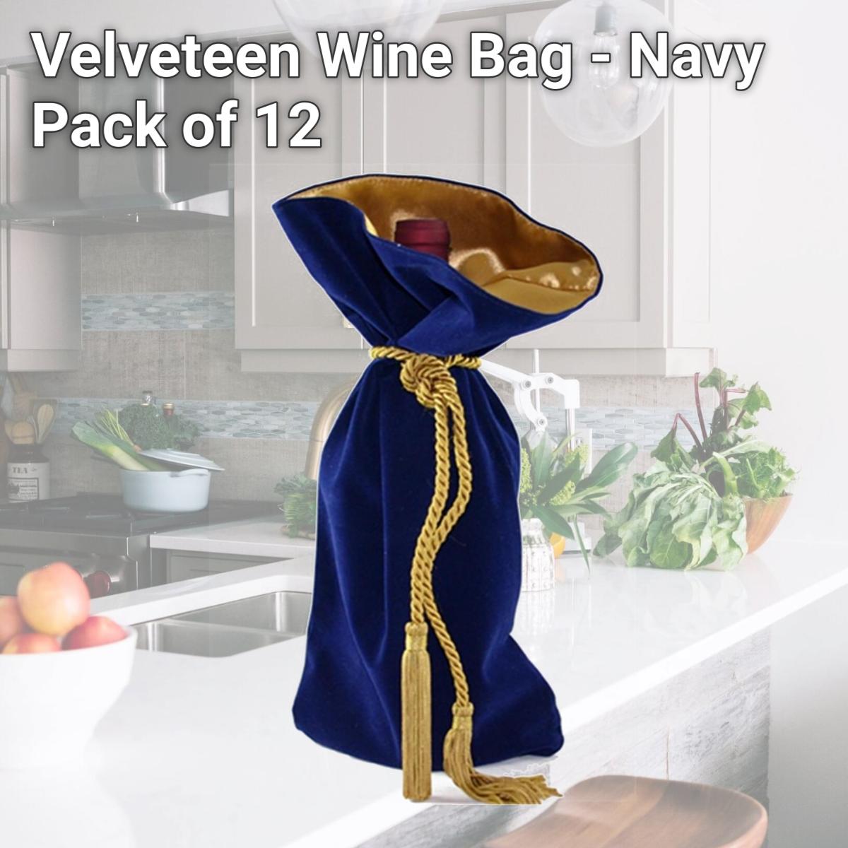 Picture of Joann Marie Designs W62NB Velveteen Wine Bag - Navy Pack of 12