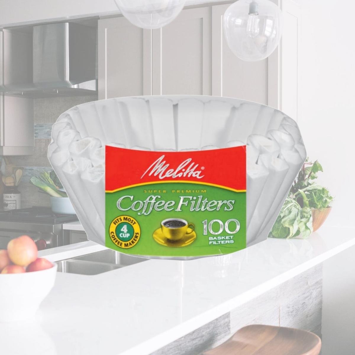 Picture of Melitta 62912 100 Count White 4 Cup Basket Coffee Filters