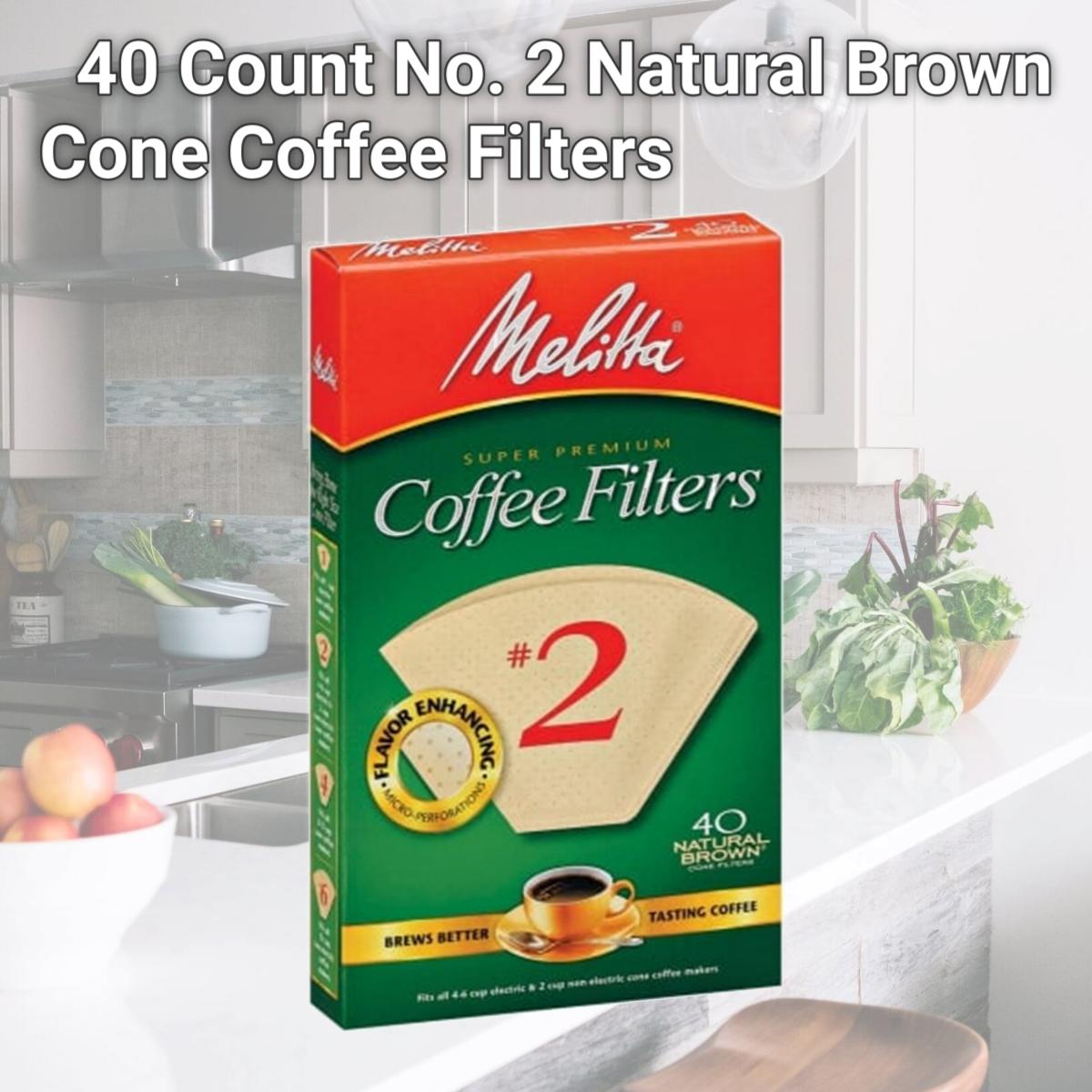 Picture of Melitta 612412 40 Count No. 2 Natural Brown Cone Coffee Filters