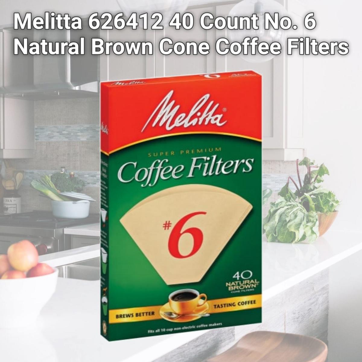 Picture of Melitta 626412 40 Count No. 6 Natural Brown Cone Coffee Filters