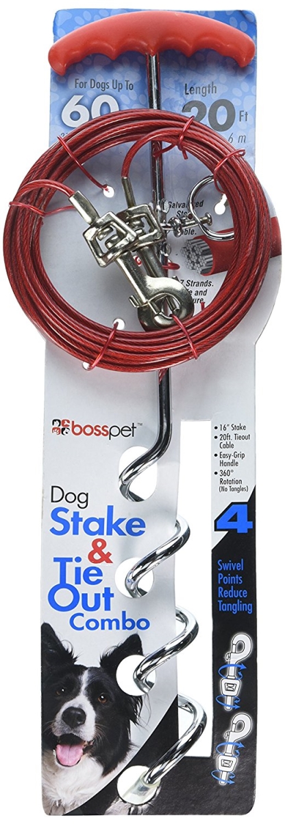 01316 20 Ft. Large Dog Spiral Stake & Cable