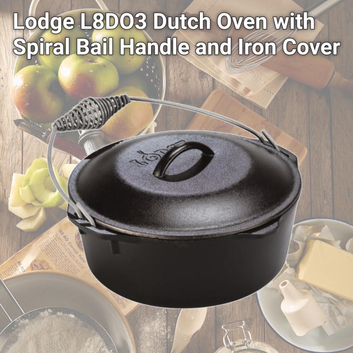 Picture of Lodge L8DO3 Dutch Oven with Spiral Bail Handle and Iron Cover