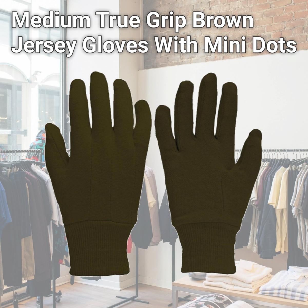 Picture of Big Time Products 9116-26 Big Time Products 9116-26 Medium True Grip Brown Jersey Gloves With Mini Dots
