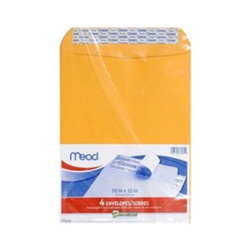 Mead Products 76082 Mead Products 76082 10 In. X 13 In. Heavyweight Kraft Press-it-seal-it Envelopes 4 Cou