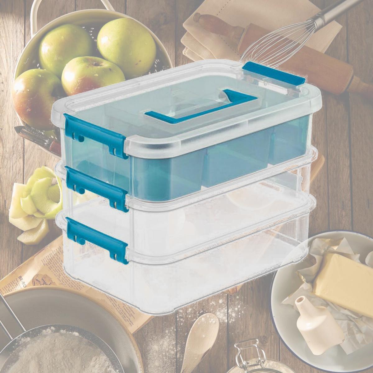Picture of Sterilite - Lake Havasu AZ 14138606 3 Layer Stack &amp; Carry Box  Blue