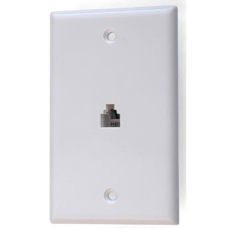4 - Conductor White Telephone Jack Wall Plate