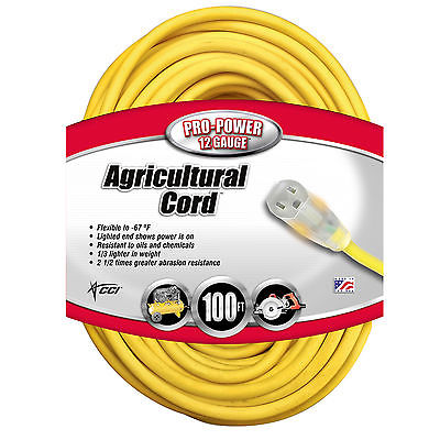 16590002 100 Ft. 12 By 3 Gauge All-weather Extension Cord, Yellow