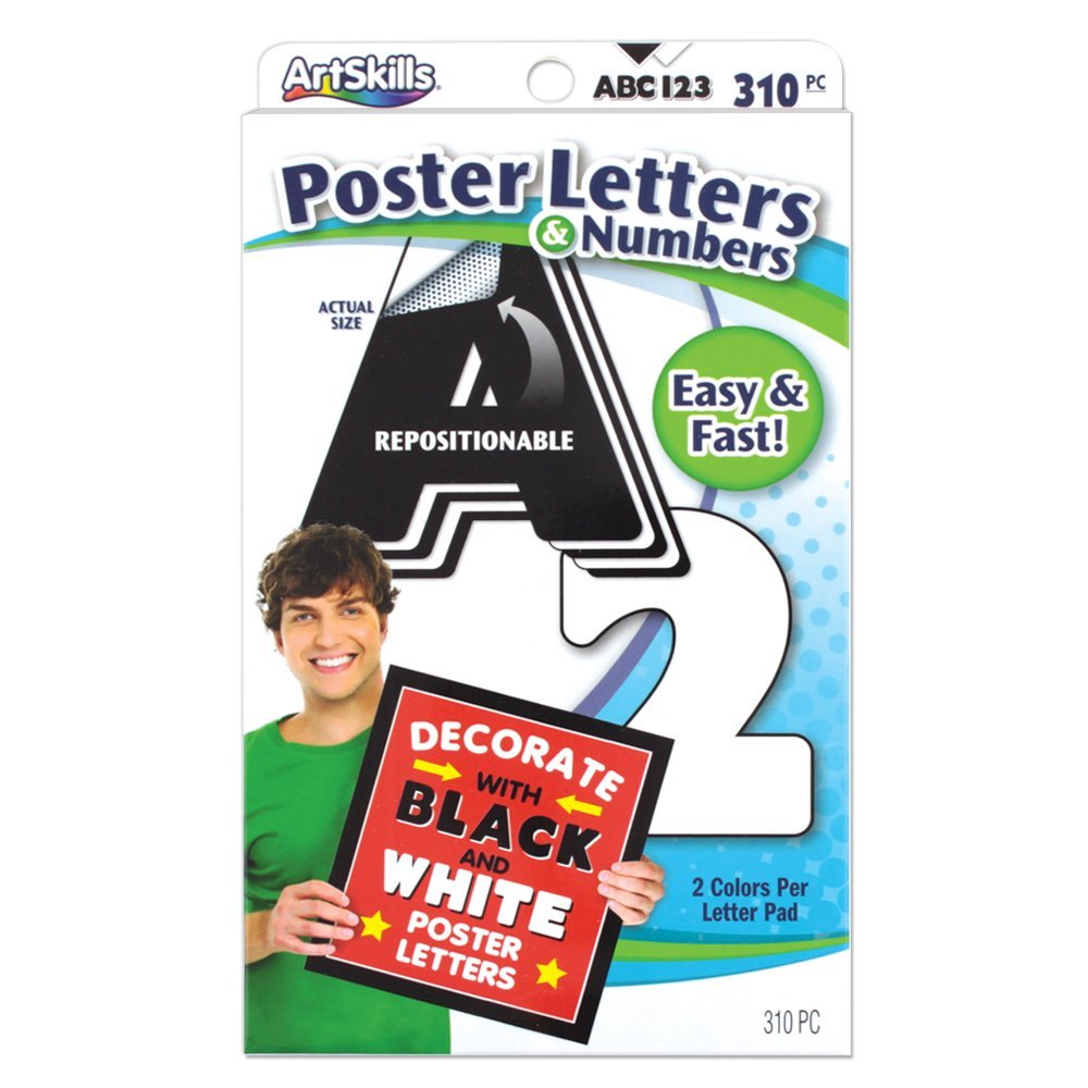 Pa-1442 Poster Letters & Numbers, Black & White
