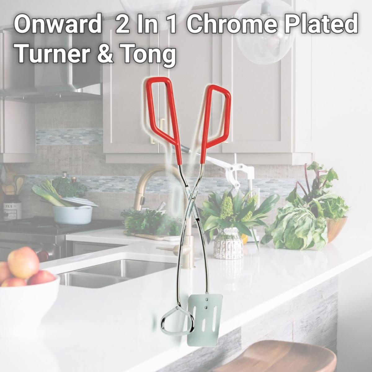 Picture of Onward Grill Pro 2 In 1 Chrome Plated Turner & Tong 40730