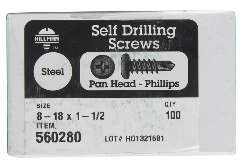 5034129 8-18 X 1.5 In. Phillips Pan Head Self Drilling Screw
