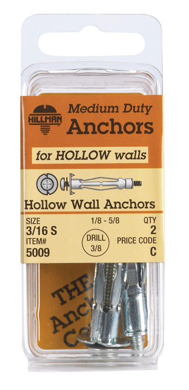 5333117 0.19 In. Hollow Wall Anchor - Small - Card Of 2- Pack Of 6