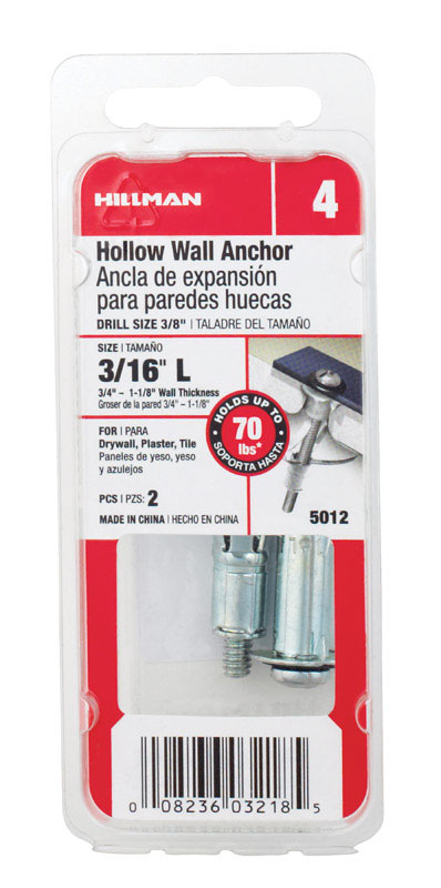 5333133 0.19 In. Hollow Wall Anchor - Large - Card Of 2- Pack Of 6