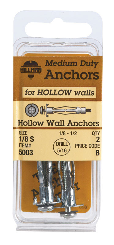 5333224 0.125 In. Hollow Wall Anchor - Small - Card Of 2- Pack Of 10