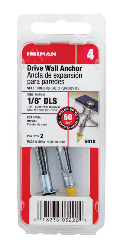 5333307 0.125 Dls Drive Wall Anchor - Card Of 2- Pack Of 10